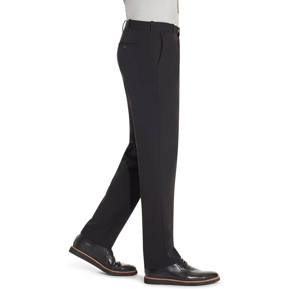 Van Heusen Flex Straight Fit 38x32 Men's Stretch Non-Iron Dress Pants Black - Picture 2 of 7